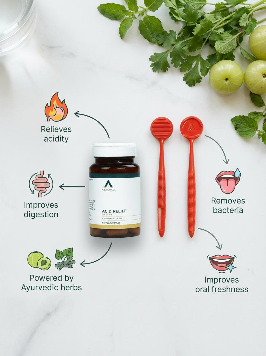 Acid Relief + Nava Tongue Cleaner Combo Kit